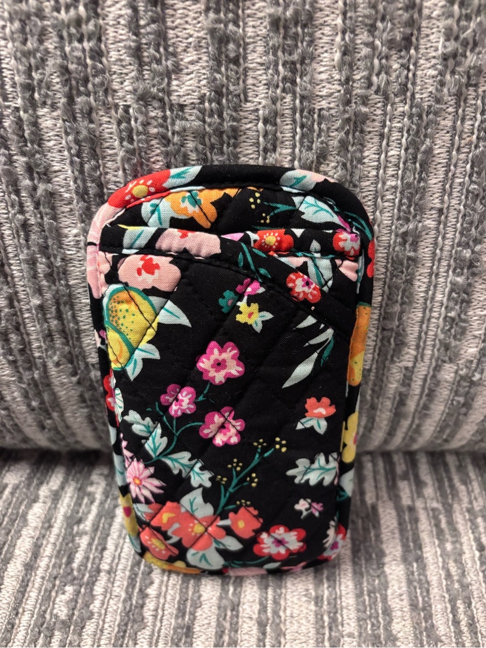 Floral Quilted Eyeglass Case in Black with Bright Blooms